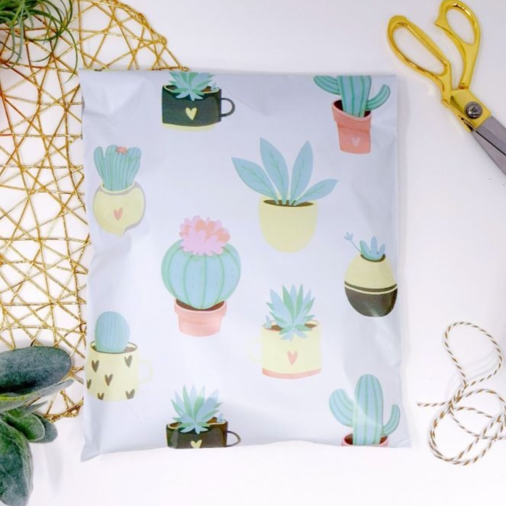 50 10X13 Poly Mailers Succulent in Pots BOHO CHIC Shipping Envelopes PRICE FIRM - Picture 5 of 6